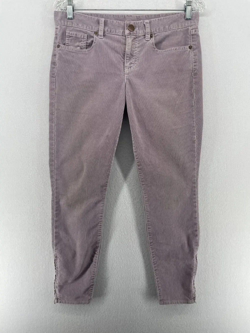 J.CREW Jeans Womens 28 Corduroy Toothpick Ankle Zip Skinny Cotton Stretch Purple